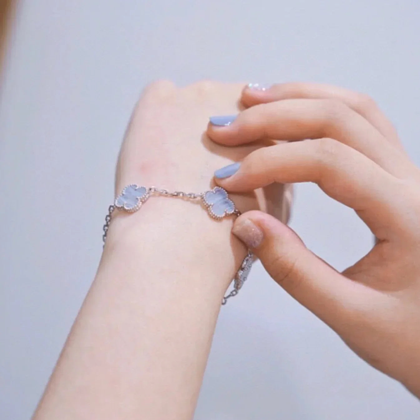 [Glow]New  CLOVER 5 MOTIF PURPLE CHALCEDONY BRACELET COLLECTION