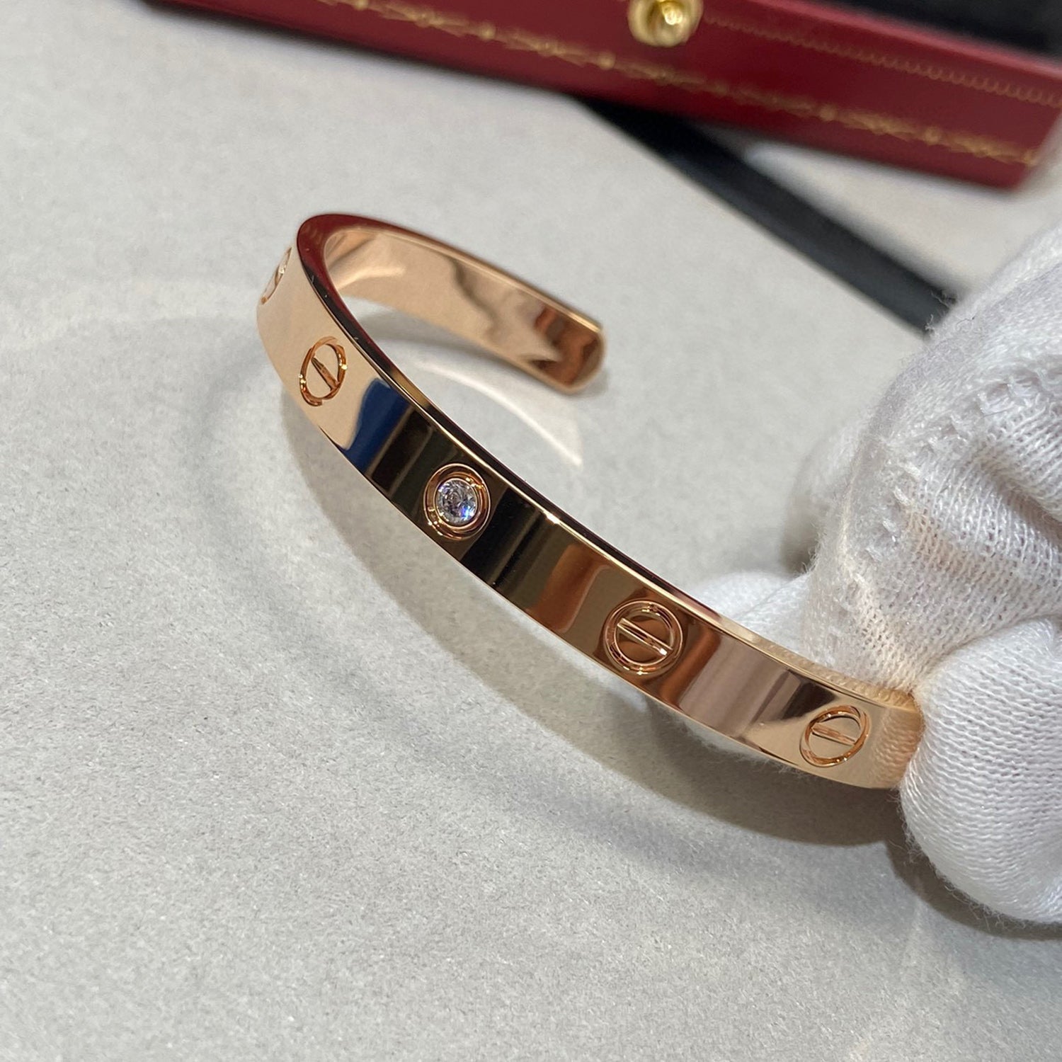 GlowLOVE BRACELET 6.1MM 1 DIAMOND OPEN CUFF