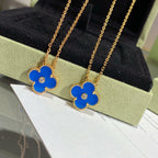 ¡®Glow¡¯CLOVER 15MM DIAMOND AND BLUE AGATE NECKLACE