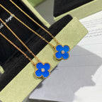 ¡®Glow¡¯CLOVER 15MM DIAMOND AND BLUE AGATE NECKLACE