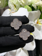 [Glow]CLOVER 20MM MOTIFS DIAMOND STUD EARRINGS SILVER