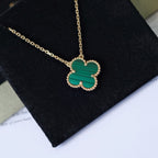 ¡®Glow¡¯CLOVER 15MM MALACHITE SINGLE FLOWER  NECKLACE