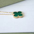 ¡®Glow¡¯CLOVER 15MM MALACHITE SINGLE FLOWER  NECKLACE