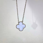 ¡®Glow¡¯CLOVER 15MM BLUE CHALCEDONY NECKLACE SILVER