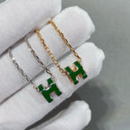 GlowPOP H GREEN NECKLACE SILVER AND GOLD