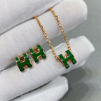 GlowPOP H GREEN NECKLACE SILVER AND GOLD