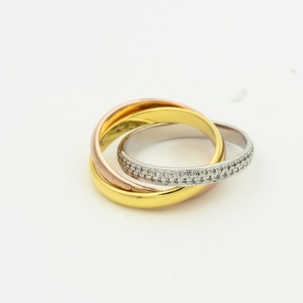 GlowTRINITY RING GOLD PINK GOLD SILVER DIAMONDS