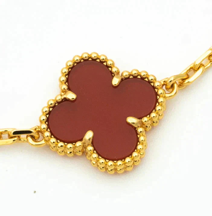 [Glow]New  CLOVER 5 MOTIF RED CORNELIAN BRACELET COLLECTION