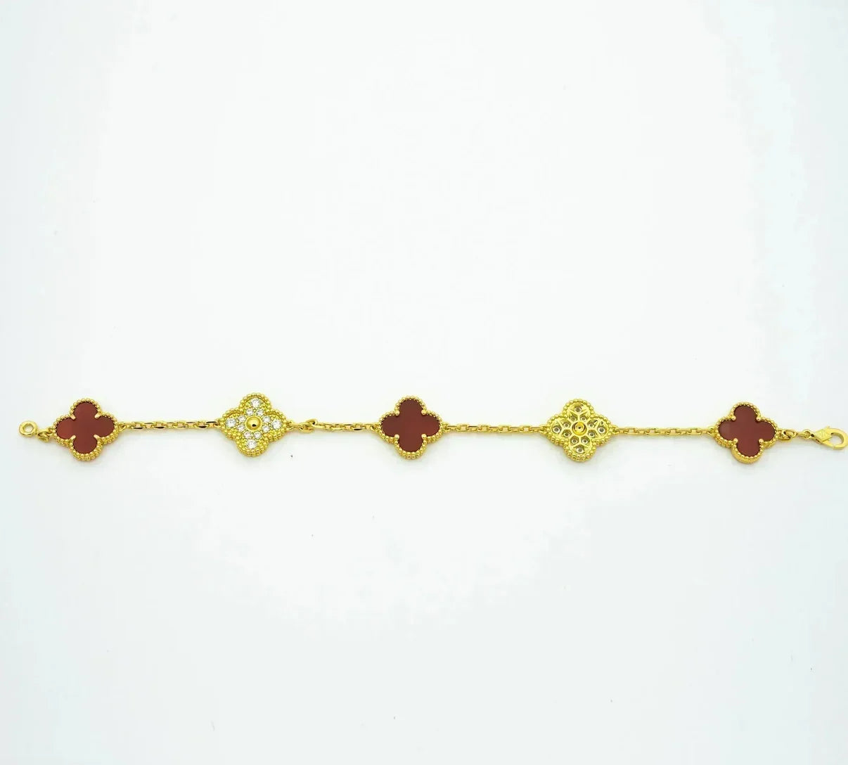 [Glow Jewelry] CLOVER 5 MOTIF RED CORNELIAN BRACELET COLLECTION