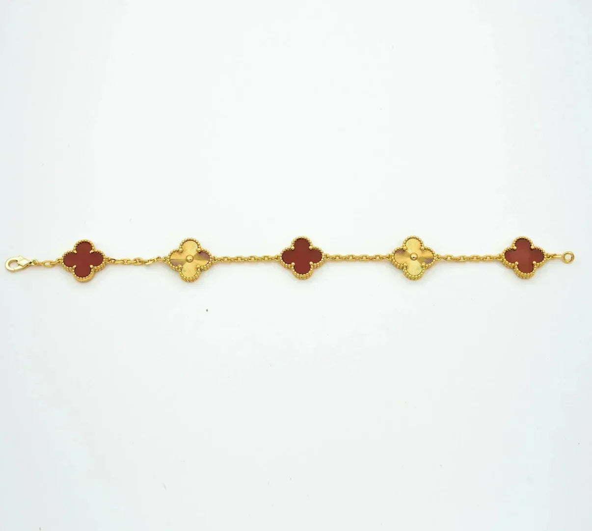 [Glow Jewelry] CLOVER 5 MOTIF RED CORNELIAN BRACELET COLLECTION