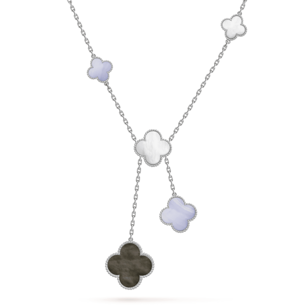 ¡®Glow¡¯CLOVER MOP CHALCEDONY NECKLACE SILVER 6 MOTIF