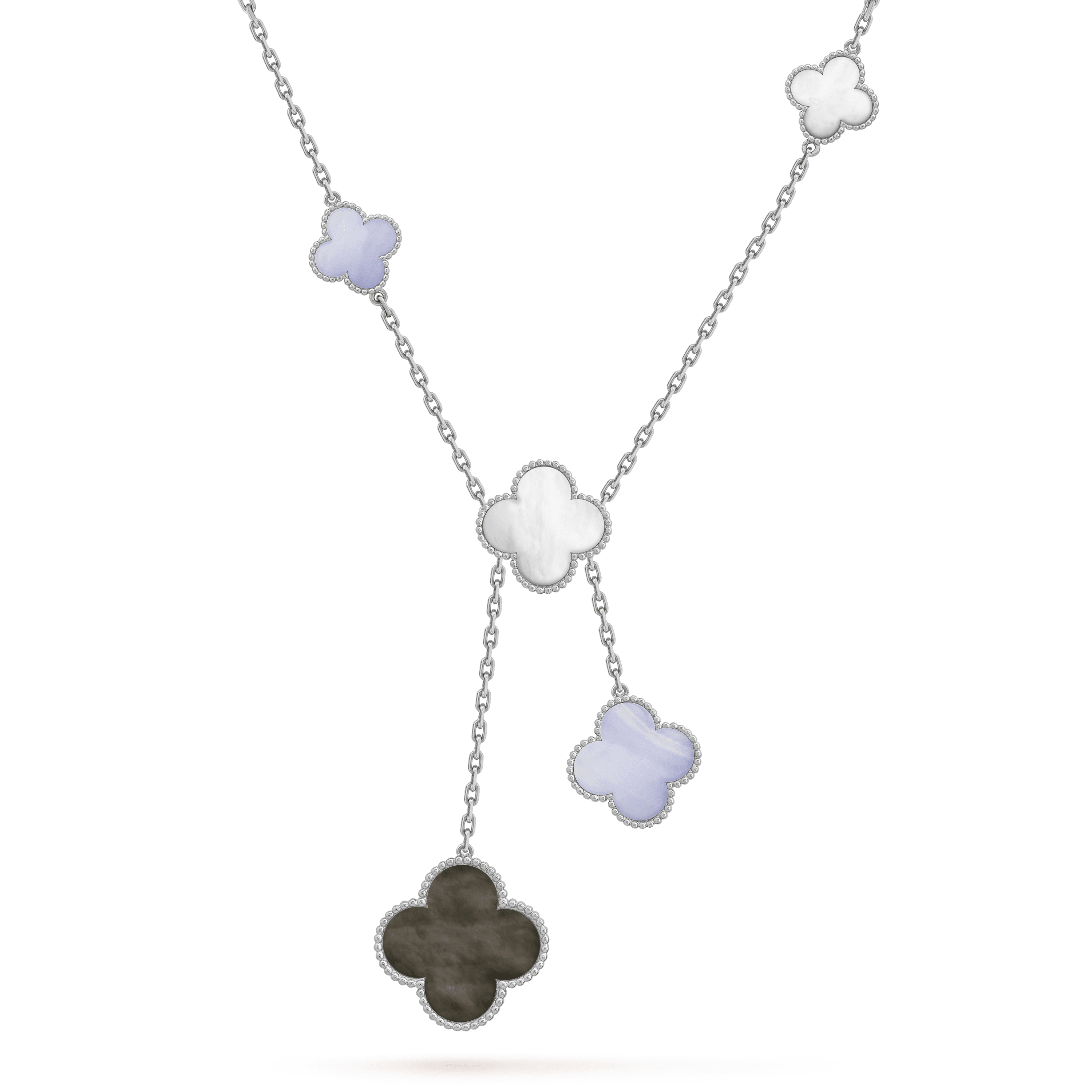 ¡®Glow¡¯CLOVER MOP CHALCEDONY NECKLACE SILVER 6 MOTIF