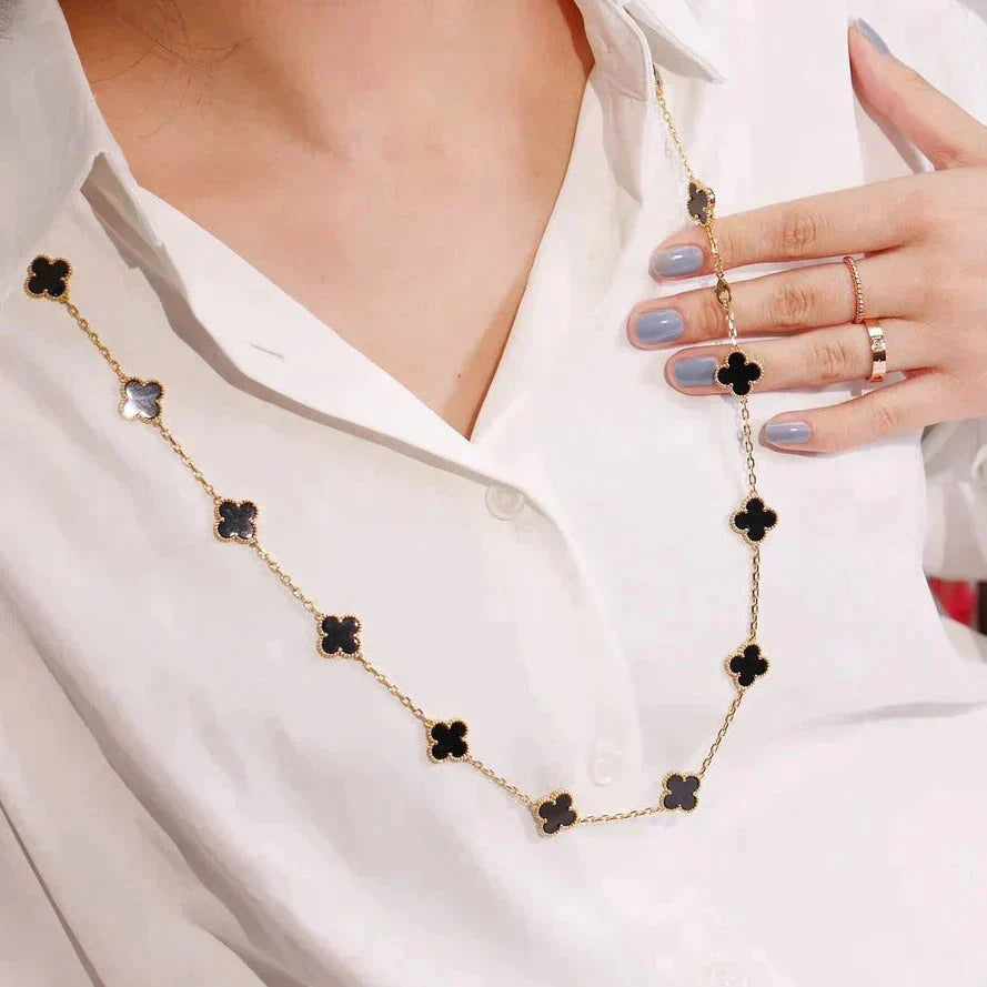 ¡®Glow¡¯CLOVER 20 MOTIFS ONYX NECKLACE