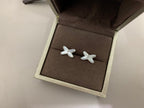 GlowJEUX DE WHITE MOP SILVER DIAMOND EARRINGS