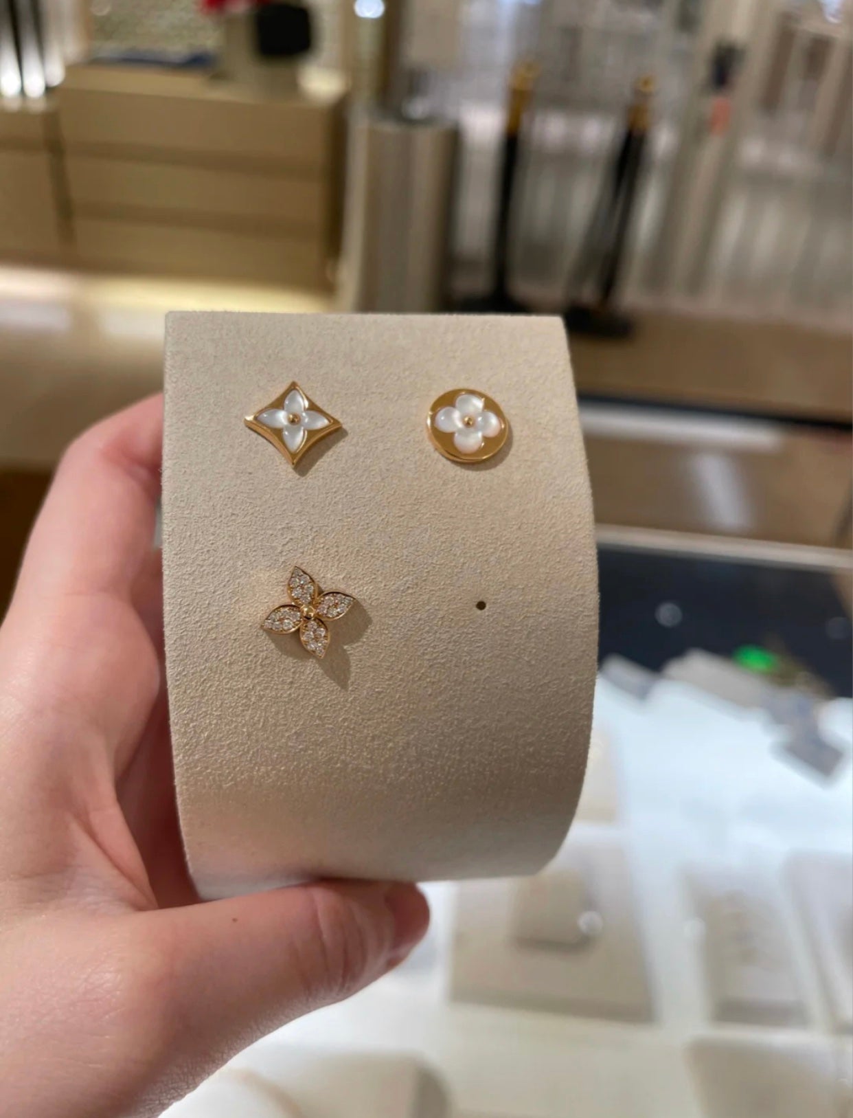 GlowSTAR BLOSSOM STUD EARRINGS PINK GOLD DIAMONDS