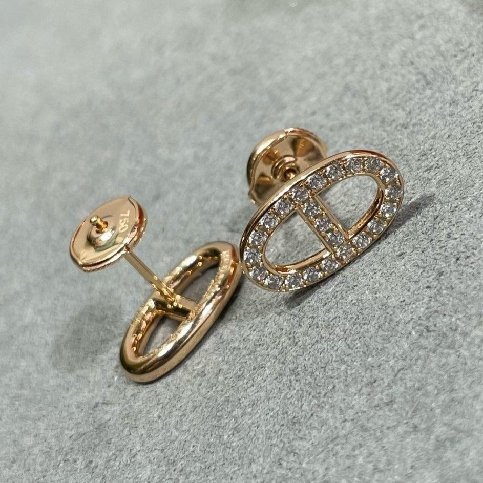 GlowHM FULL DIAMOND PIG NOSE STUD EARRINGS