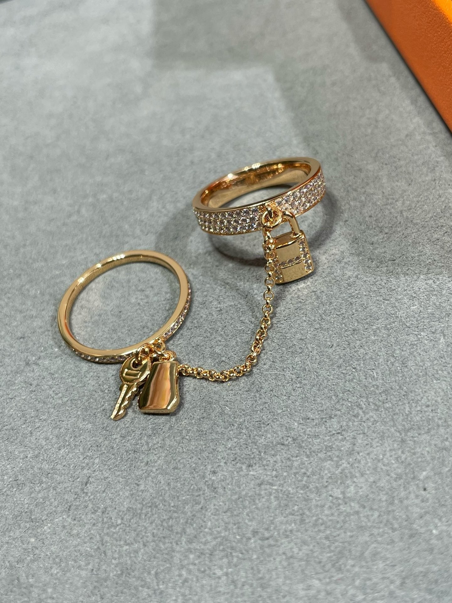 GlowHM KELLY CLOCHETTE DOUBLE RING IN  WITH DIAMONDS
