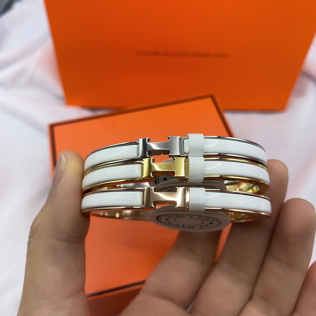 GlowCLASSIC HM CLIC WHITE 8MM ENAMEL BRACELET