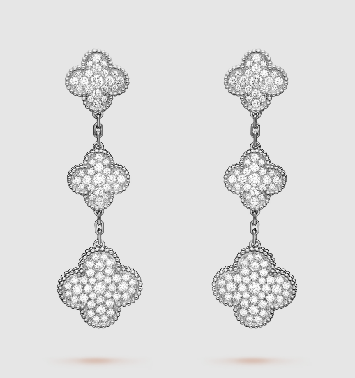 ¡®Glow¡¯CLOVER 3 MOTIF DIAMOND SILVER DROP EARRINGS