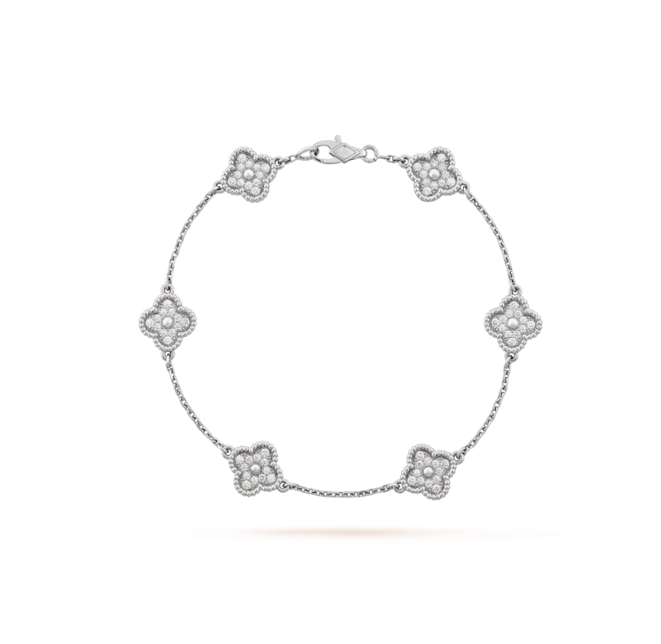 ¡®Glow¡¯CLOVER 6 MOTIF SILVER DIAMOND BRACELET
