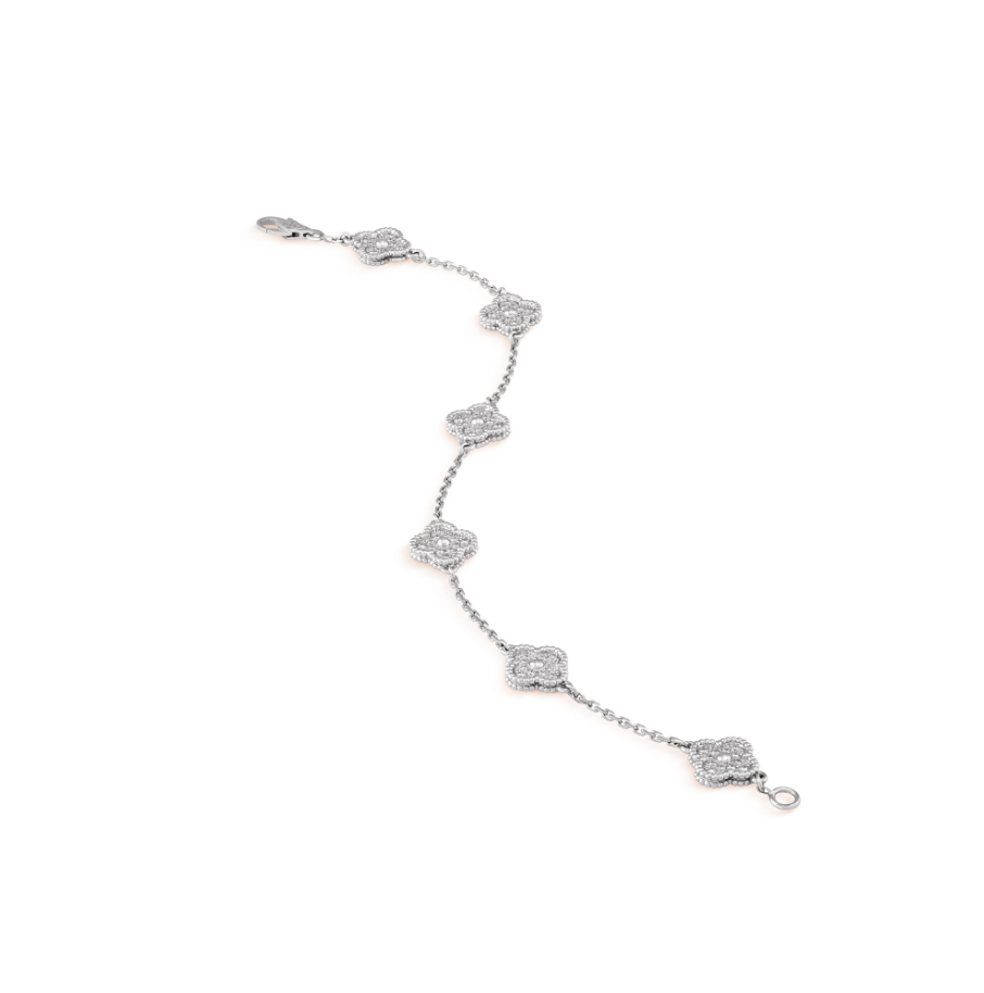 ¡®Glow¡¯CLOVER 6 MOTIF SILVER DIAMOND BRACELET