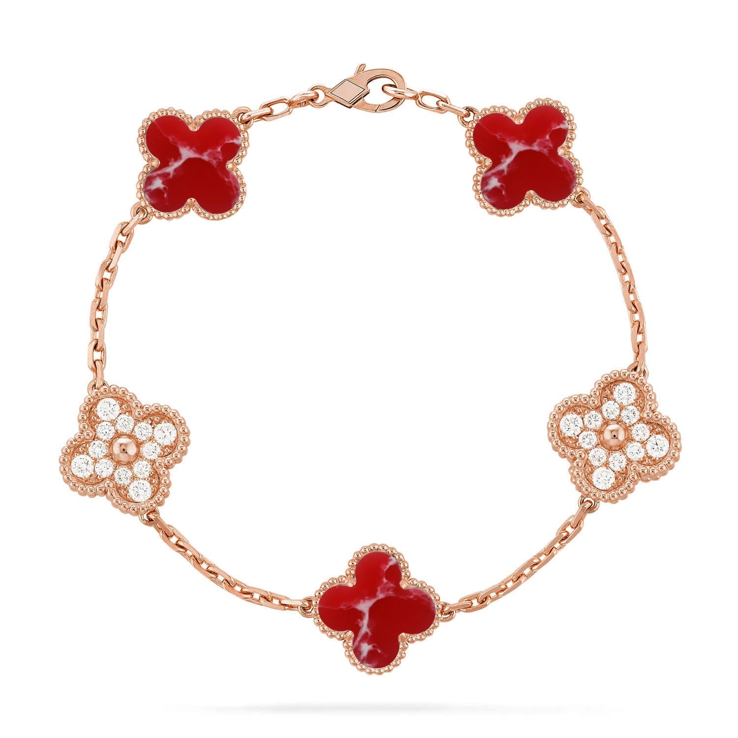 [Glow]New CLOVER 5 MOTIF RED PATTERN BRACELET COLLECTION