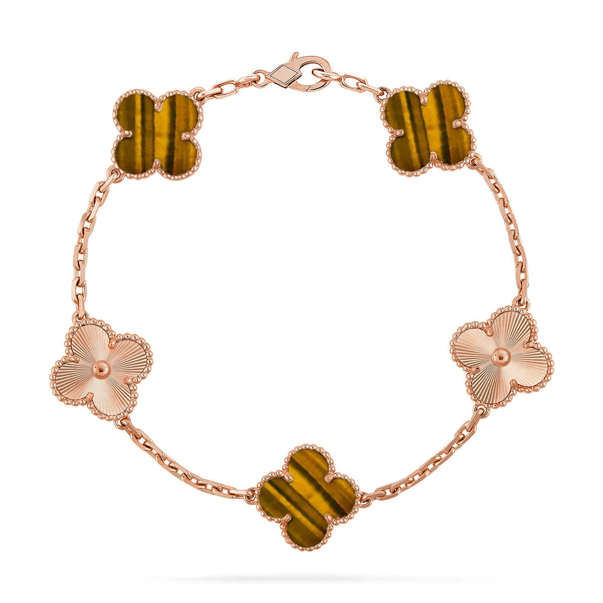 [Glow]New  CLOVER 5 MOTIFS TIGER EYE BRACELET COLLECTION