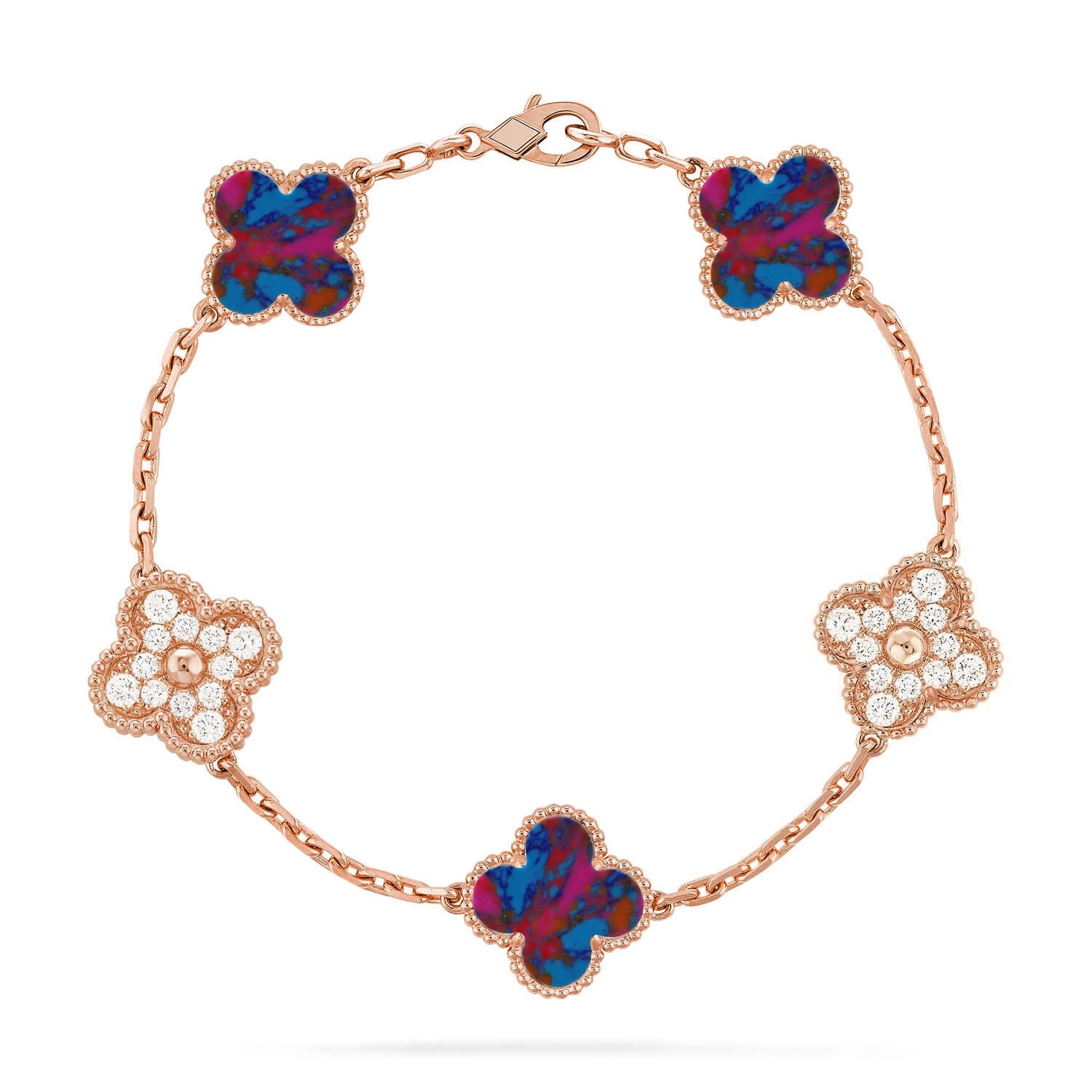 [Glow Jewelry]CLOVER 5 MOTIF COLOR GEMSTONES BRACELET COLLECTION