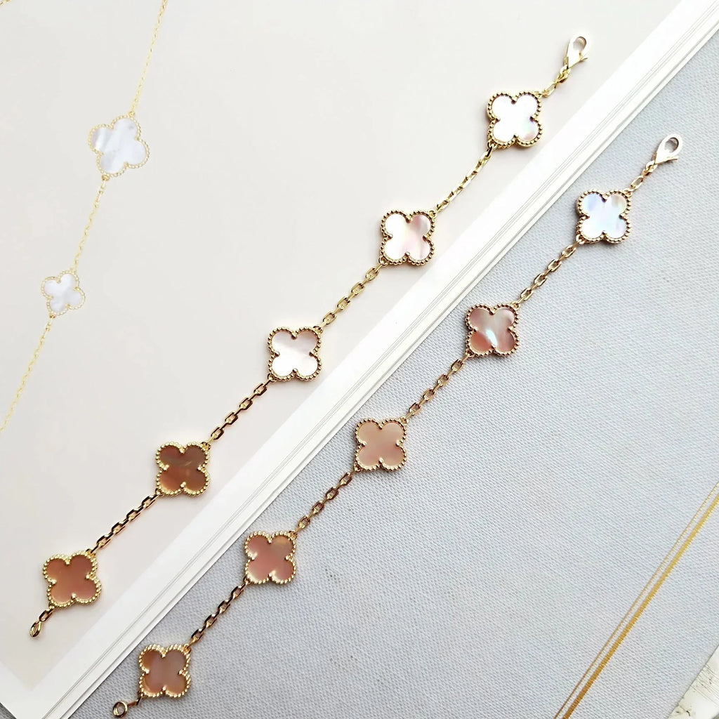 [Glow]New  CLOVER 5 MOTIFS  PINK MOP BRACELET COLLECTION