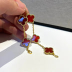 [Glow]New  CLOVER 5 MOTIF RED CORNELIAN BRACELET COLLECTION