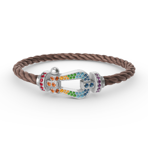 GlowFORC LARGE HORSESHOE  COLORED DIAMOND BRACELET SILVER
