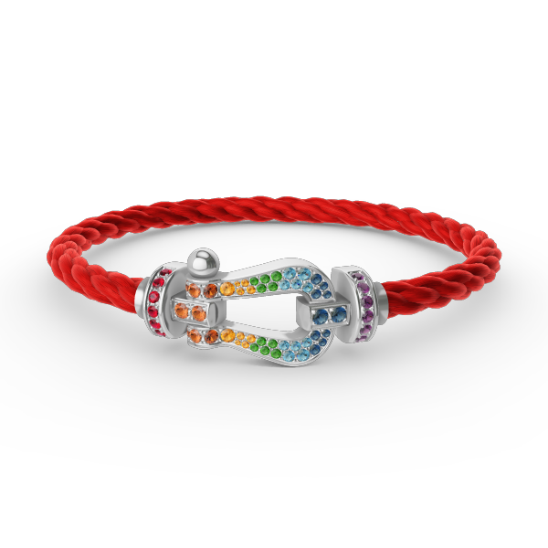GlowFORC LARGE HORSESHOE  COLORED DIAMOND BRACELET SILVER