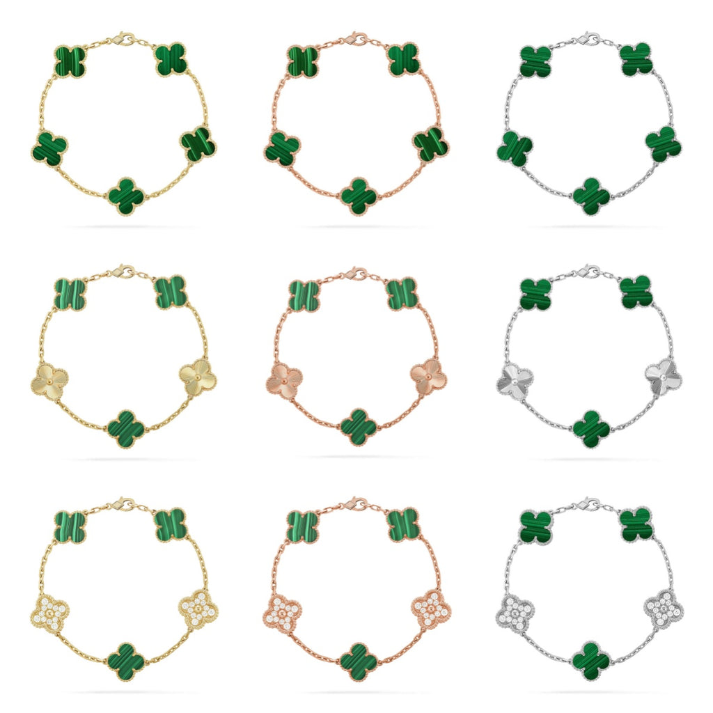 [Glow]New  CLOVER 5 MOTIF MALACHITE BRACELET COLLECTION