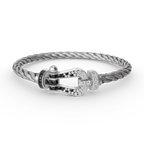 GlowFORCE LARGE HORSESHOE BLACK WHITE DIAMOND BRACELET SILVER
