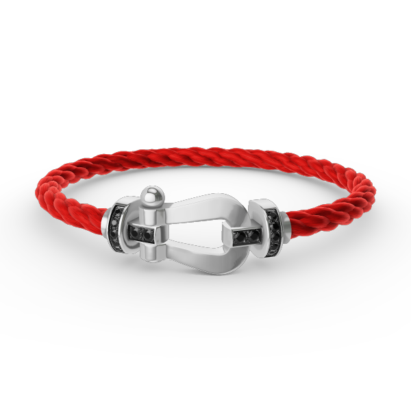 GlowFORCE LARGE HORSESHOE BLACK DIAMOND BRACELET SILVER