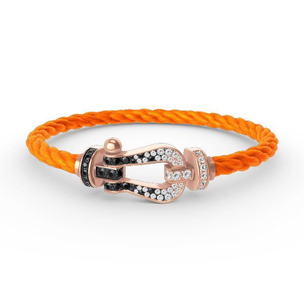 GlowFORCE LARGE HORSESHOE BLACK WHITE DIAMOND BRACELET ROSE GOLD