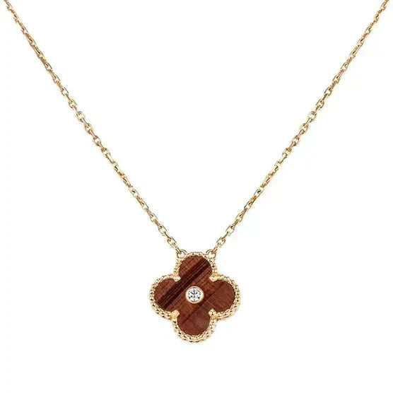 ¡®Glow¡¯CLOVER 15MM DIAMOND AND YELLOW TIGER'S EYE AGATE necklace