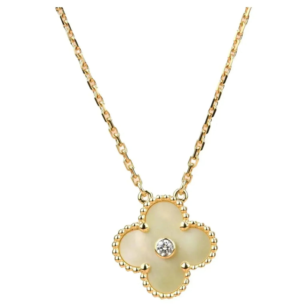 ¡®Glow¡¯CLOVER 15MM DIAMOND GOLD MOTHER OF PEARL NECKLACE