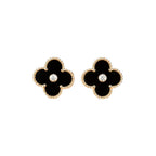 ¡®Glow¡¯CLOVER MEDIUM 1 MOTIFS ONYX DIAMOND EARRINGS