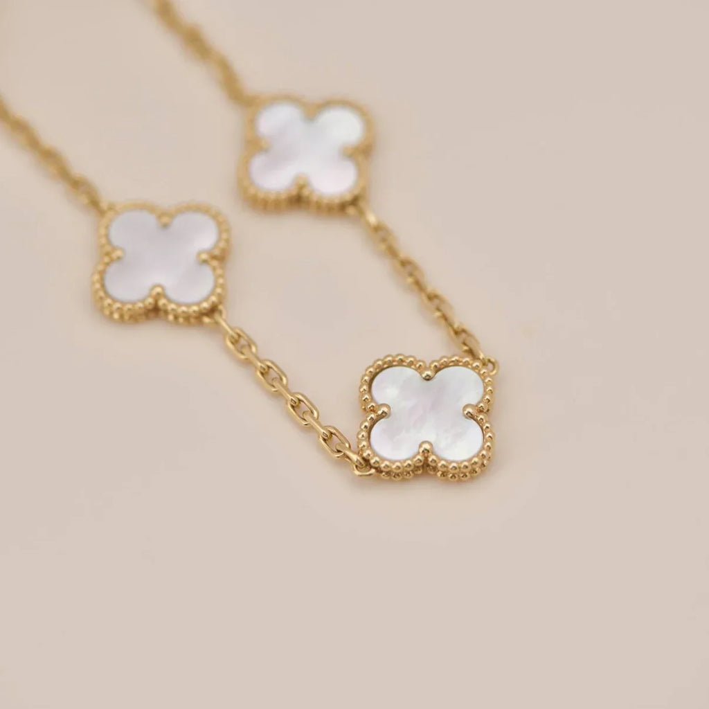 [Glow Jewelry]CLOVER WHITE PEARL MOP 5 MOTIF BRACELET COLLECTION