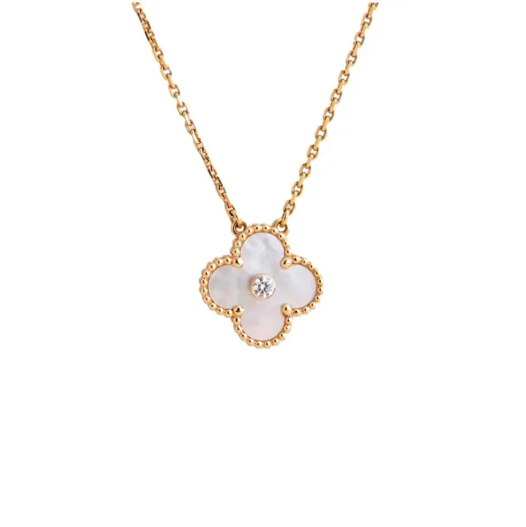 ¡®Glow¡¯CLOVER 15MM DIAMOND WHITE FRITILLARIA NECKLACE