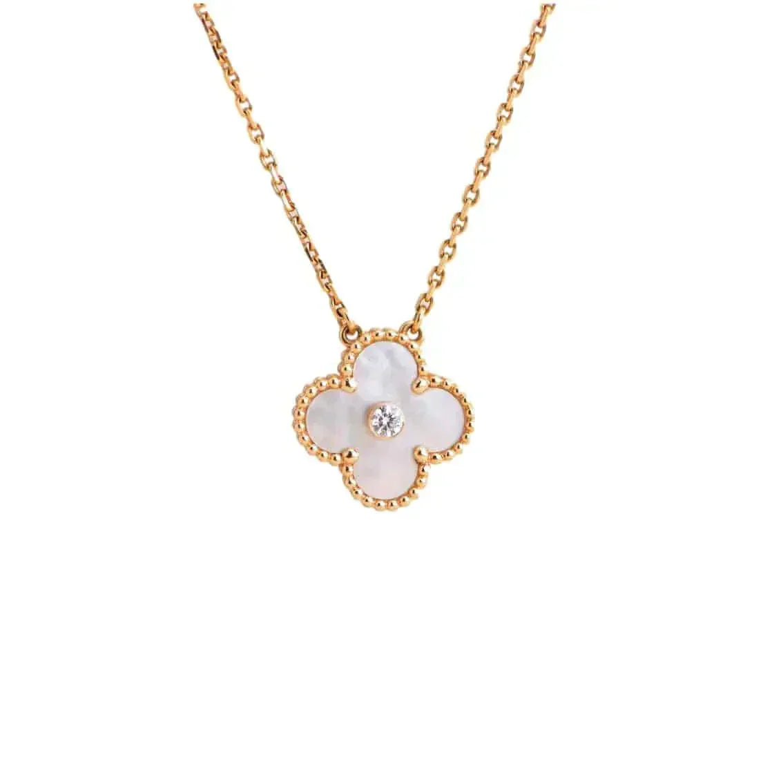 ¡®Glow¡¯CLOVER 15MM DIAMOND WHITE FRITILLARIA NECKLACE