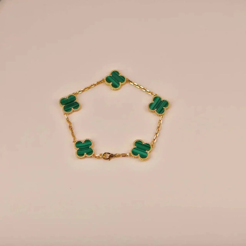 [Glow Jewelry] CLOVER 5 MOTIF MALACHITE BRACELET COLLECTION