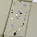 [Glow Jewelry]DETACHABLE CLOVER 15(11+4) FLOWER SILVER NECKLACE SET