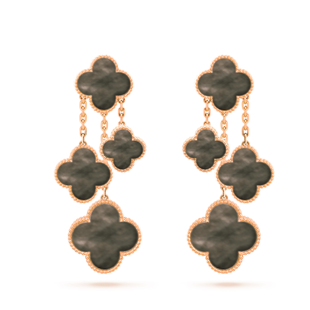 ¡®Glow¡¯CLOVER EARRINGS DARK MOP 4 MOTIFS ROSE GOLD