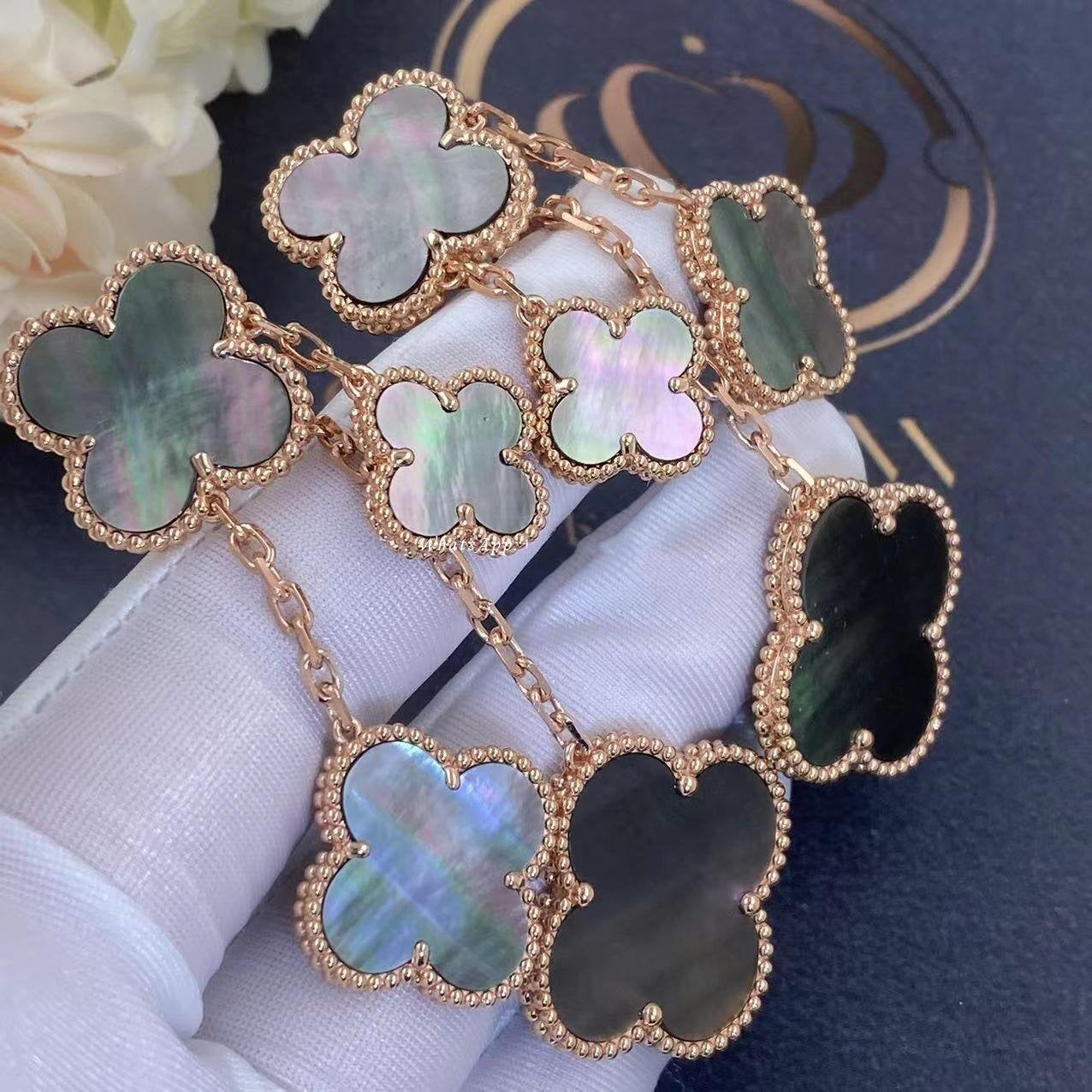 ¡®Glow¡¯CLOVER EARRINGS DARK MOP 4 MOTIFS ROSE GOLD