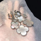 ¡®Glow¡¯CLOVER EARRINGS WHITE MOP 4 MOTIFS SILVER