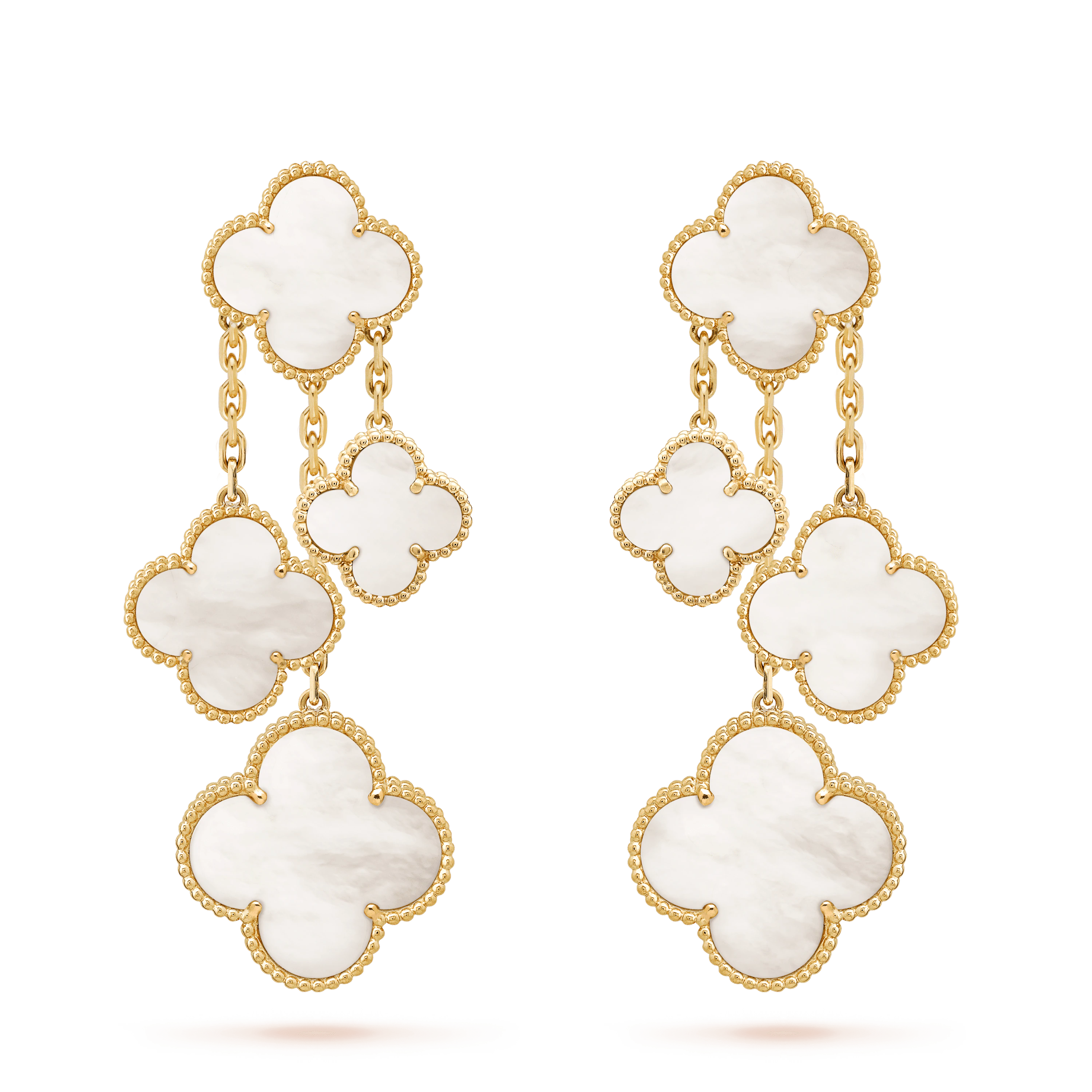 ¡®Glow¡¯CLOVER EARRINGS WHITE MOP 4 MOTIFS GOLD