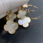 ¡®Glow¡¯CLOVER EARRINGS WHITE MOP 4 MOTIFS GOLD
