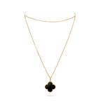 ¡®Glow¡¯CLOVER 25MM GOLD ONYX BIG CLOVER NECKLACE